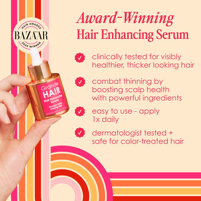Grande Cosmetics Hair Serum for Men and Women, Promotes Thickness in Thinning Hair, Safe for Color Treated Hair