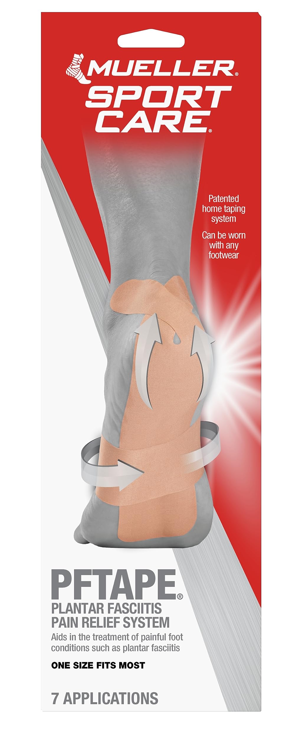 MUELLER Sports Medicine PFTape, Plantar Fasciitis Pain Relief Athletic Tape, Therapeutic Support for the Foot, Disposable, Latex Free, One-Time Use Bandages