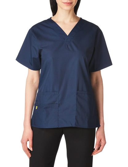 WonderWink womens Origins Bravo V-Neck Top, Navy, Large
