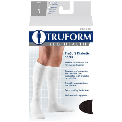 Truform Diabetic Compression Socks for Men and Women, 8-15 mmHg Knee High Over Calf Length, Black, X-Small