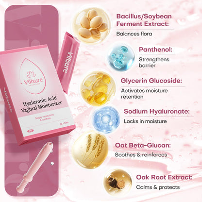 Villsure Hyaluronic Acid Vaginal Moisturizer for Women – pH Balance Support Vaginal Care Gel – Helps Relieve Dryness & Support Vaginal Health – Fragrance-Free