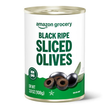 Amazon Grocery, Black Ripe Sliced Olives, 3.8 Oz