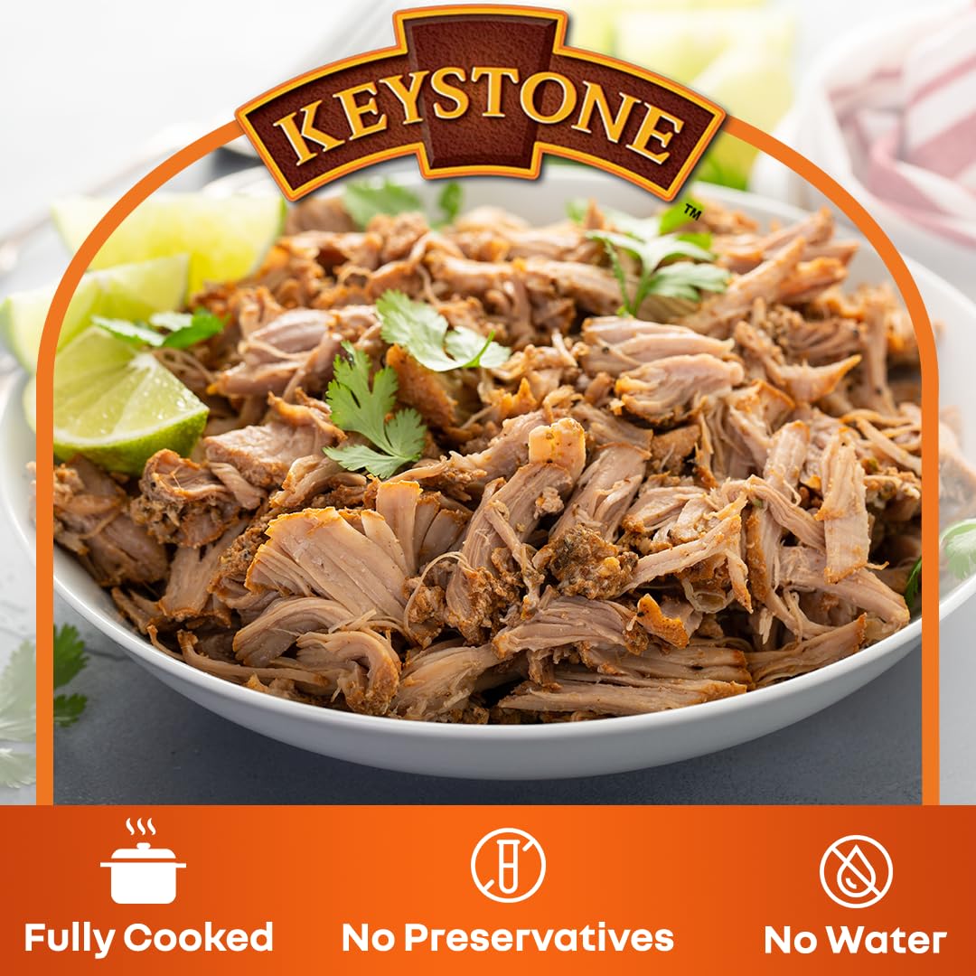 Keystone Meats All Natural Heat and Serve Canned Pork, 14.5 oz – Fully Cooked and Ready to Eat – Shelf Stable for 5 Years – Canned Meat for Everyday Meals, Emergency Survival Food, and Long-Term Storage – Gluten-Free, No Carbs, Non-Perishable – Made...