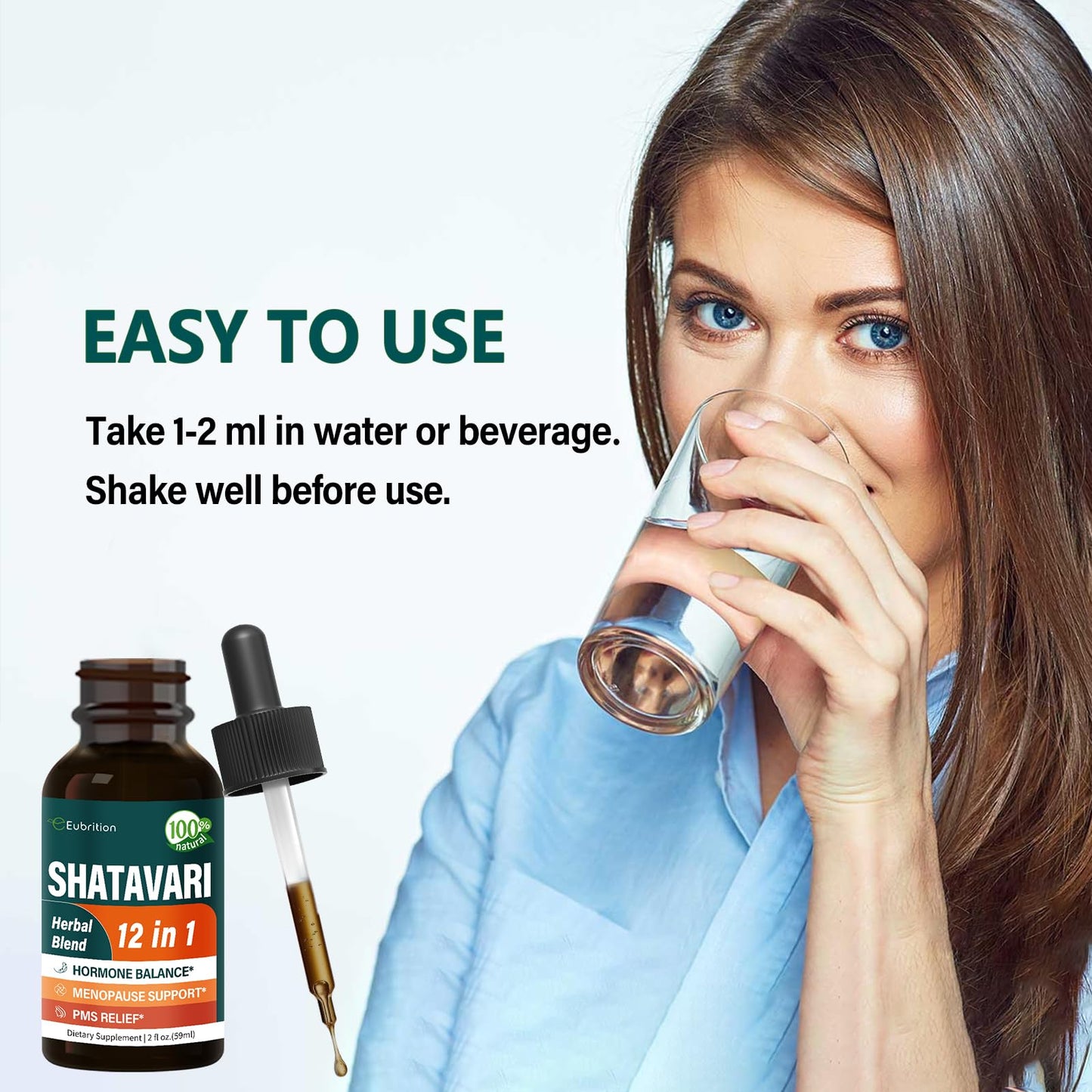 Shatavari (Shitabari) Drops for Women Support Menopause Relief, Herbal Supplement for PMS Support, 12-in-1 Formula with Wild Yam, Vitex Berry Extract. 2oz