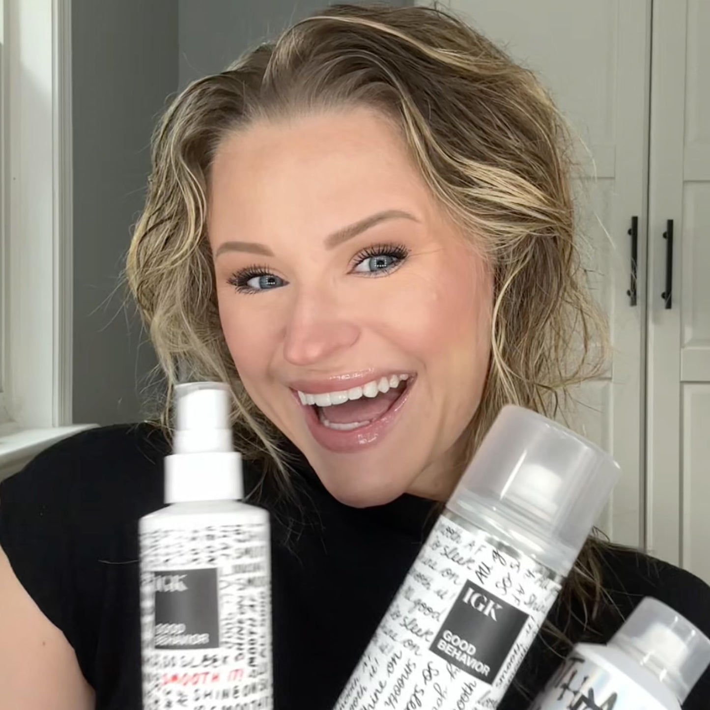 IGK GOOD BEHAVIOR Holiday 2025 Gift Set – Flexible Hairspray 5 oz, Smoothing Spray 5.6 oz, 4-in-1 Prep Spray 7 oz – Anti-Frizz, Heat Protection, Shine & Smooth Finish for All Hair Types