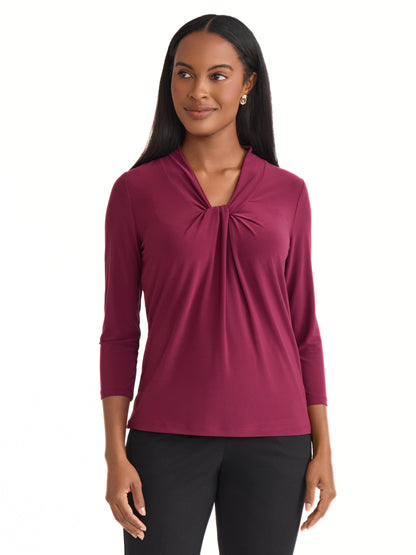 Kasper Women's 3/4 Sleeve Knot Front Top
