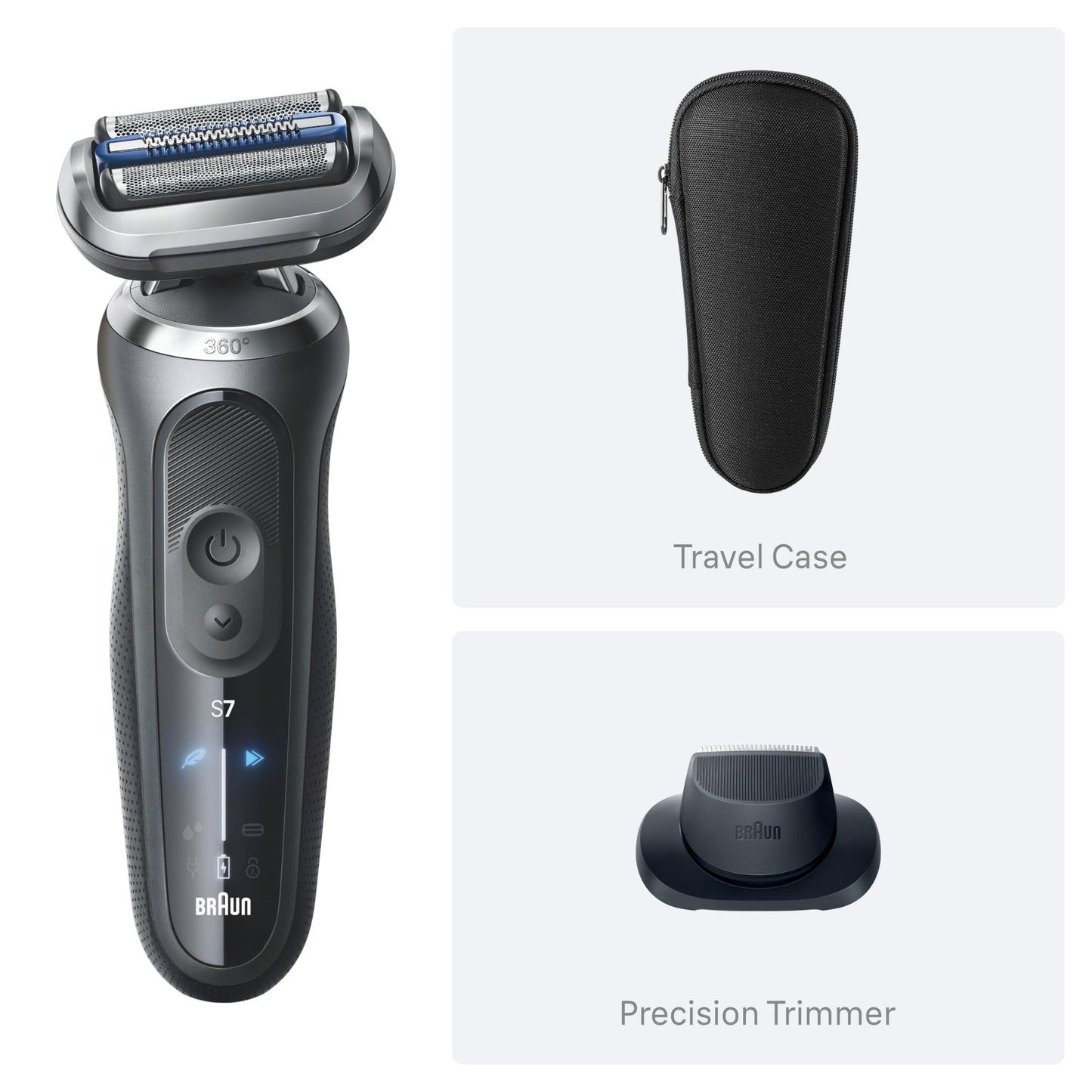 Braun Electric Shaver for Men, Series 7 7120s, Wet & Dry Shave, Turbo & Gentle Shaving Modes, Waterproof Foil Shaver, with Precision Trimmer, Space Grey