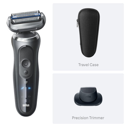 Braun Electric Shaver for Men, Series 7 7120s, Wet & Dry Shave, Turbo & Gentle Shaving Modes, Waterproof Foil Shaver, with Precision Trimmer, Space Grey
