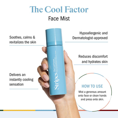 STRIPES Beauty Naomi Watts The Cool Factor Hydrating Facial Mist With Aloe Vera Hyaluronic Acid Soothes Hot Flashes Menopause Support Prep Skin Skincare Makeup 3.3 Fl Oz