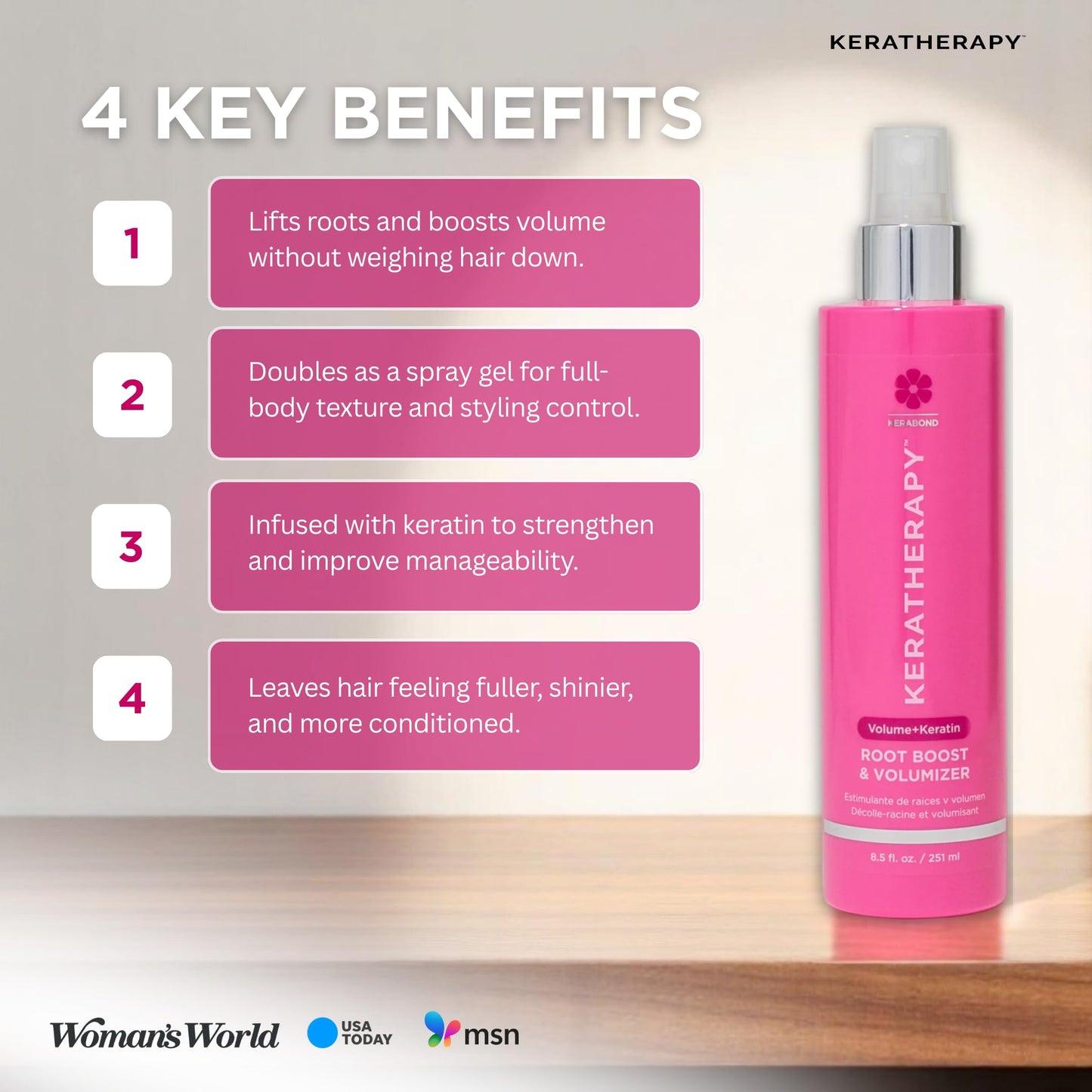 Keratherapy Keratin Infused Volume Root Boost and Volumizer Spray, 8.5 fl. oz., 251 ml - Root Booster for Hair Volume with Kerabond Technology, Hemp Seed Oil, Sea Kelp, & Hydrolyzed Silk