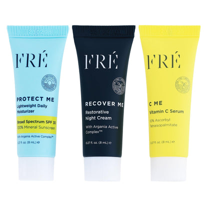 FRÉ Deluxe Mini Set – Travel-Size Clean Skincare Essentials with C ME Serum, Reef-Safe, Vegan, For Face & Body