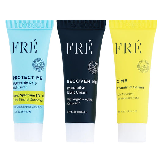FRÉ Deluxe Mini Set – Travel-Size Clean Skincare Essentials with C ME Serum, Reef-Safe, Vegan, For Face & Body