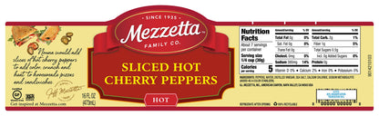 Mezzetta Sliced Hot Cherry Peppers | Gluten Free, Keto, Kosher | 16 Fluid Ounce Jar (Pack of 6)