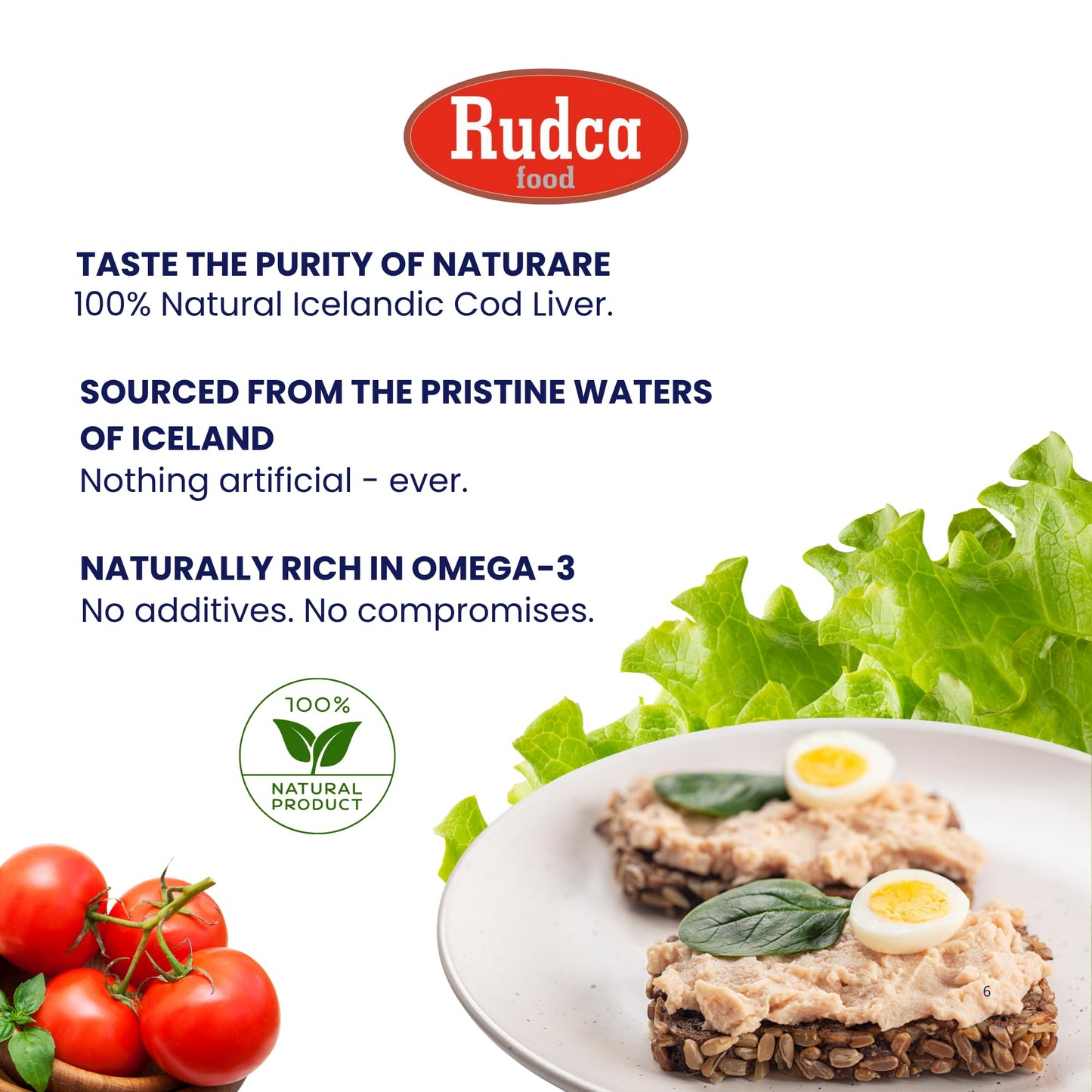 Rudca Food Icelandic Cod Liver - Wild-Caught in Own Oil - 4.27 oz (121g) (Pack of 3)