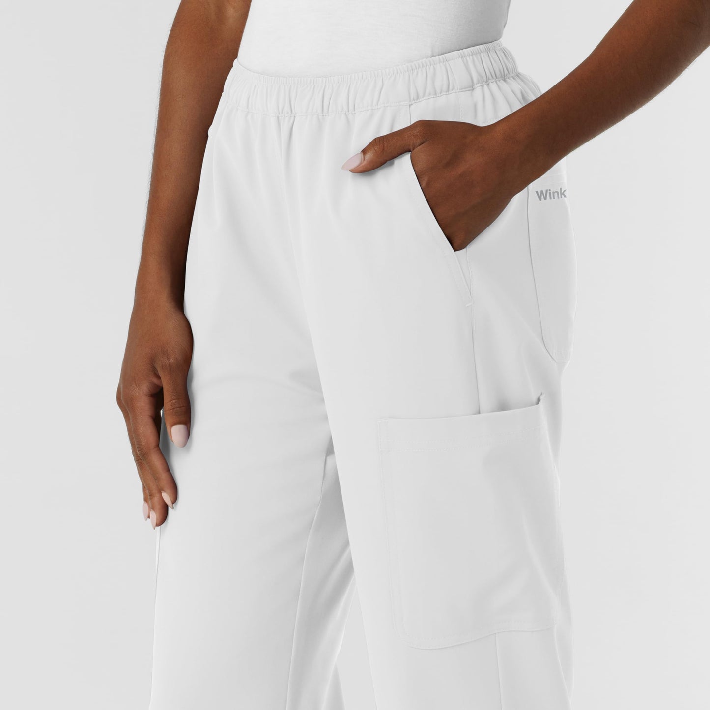 Wink NURTUR Scrubs for Women, Straight Leg Cargo Scrub Pant - White, L