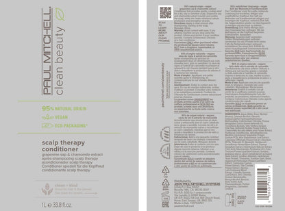 Paul Mitchell Clean Beauty Scalp Therapy Conditioner, Gently Conditions + Cools All Hair Types, Especially Dry, Oily + Sensitive Scalps