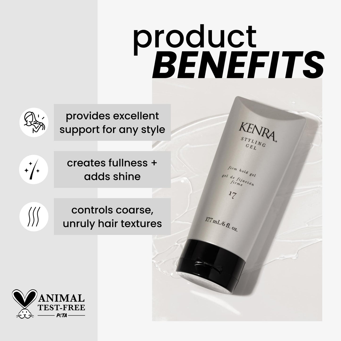 Kenra Styling Gel 17 | High Hold Gel | Creates Fullness & Adds Shine | Controls Coarse, Unruly Hair Textures | Alcohol-Free, Non-Drying, & Non-Flaking | Medium To Coarse Hair