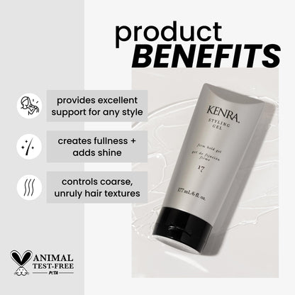 Kenra Styling Gel 17 | High Hold Gel | Creates Fullness & Adds Shine | Controls Coarse, Unruly Hair Textures | Alcohol-Free, Non-Drying, & Non-Flaking | Medium To Coarse Hair
