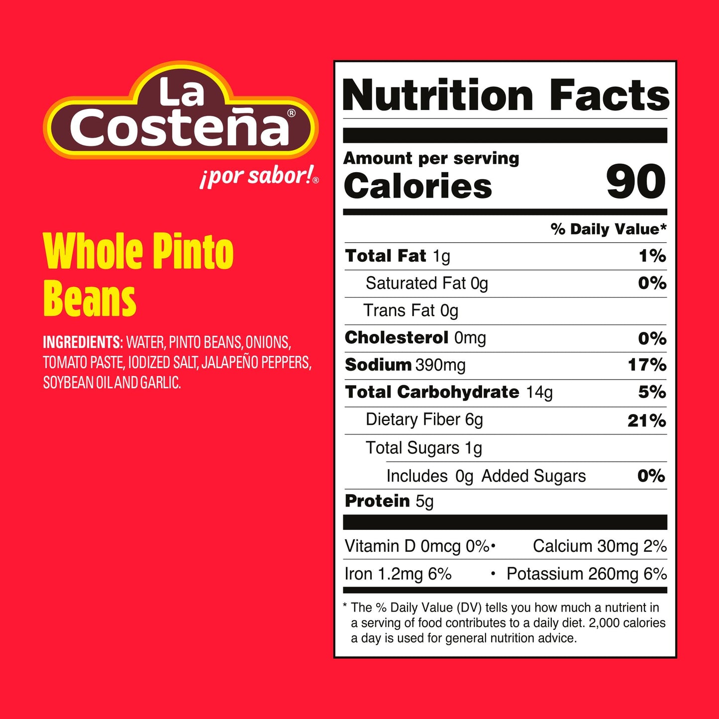 La Costeña Whole Pinto Beans - Ready-to-Eat Canned Pinto Beans for Mexican Food, Vegetarian Chili Ingredients, Bean Dip, Bean Burger, Burrito & Vegan Protein Salad - 19.75 oz, 12 Pack Canned Food