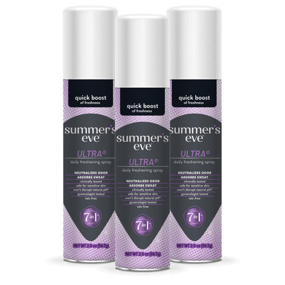 Summer's Eve Ultra Feminine Spray, Daily Body Spray for Women, Feminine Care that Neutralizes & Reduces Body Odor, Gynecologist-Tested, 2 oz, 3 Pack