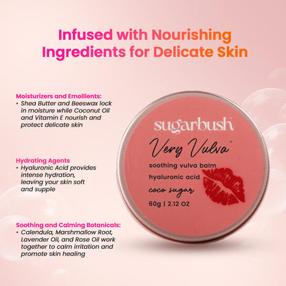 Sugarbush Very Vulva Soothing Balm with Hyaluronic Acid and Shea Butter, Natural Moisturizing Care