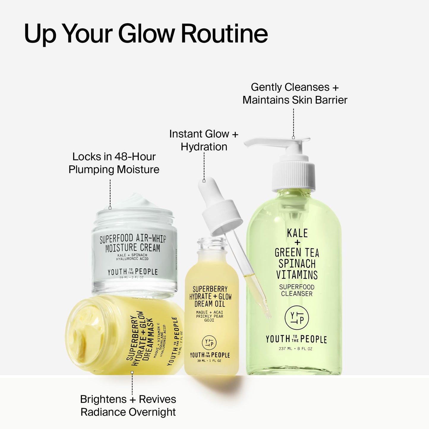 Youth To The People Superberry Hydrate + Glow Dream Face Oil - Revives Dull + Dry Skin, Boosts Radiance, Hydrating, Ultra-Lightweight Formula, Vitamin C, Squalane, Omega Oils, Vegan - 1 fl oz
