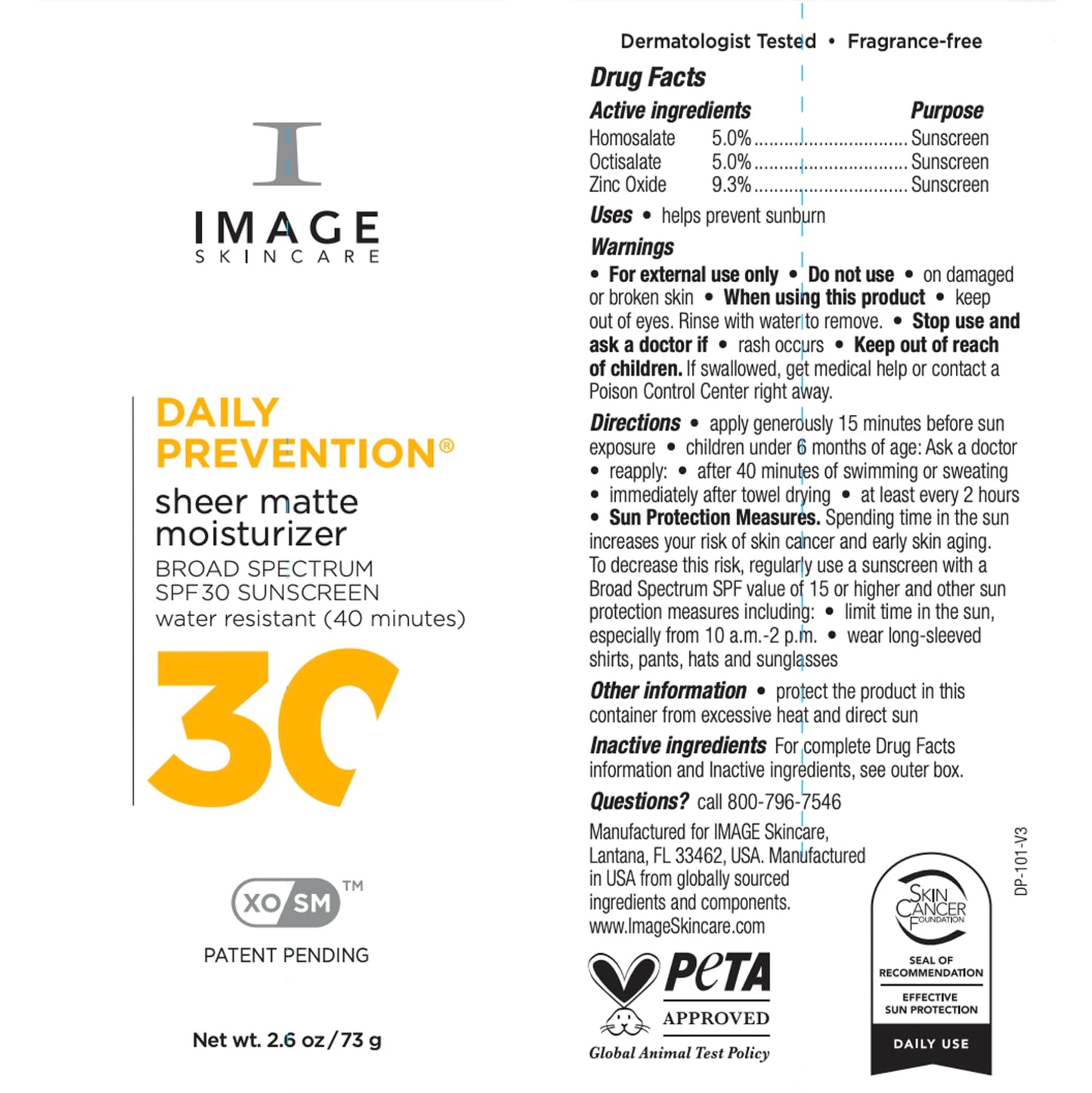 IMAGE Skincare DAILY PREVENTION Sheer Matte Moisturizer, SPF 30 Broad Spectrum Sunscreen for Shine Control