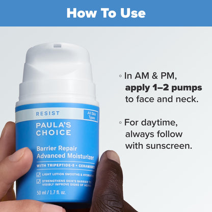 Paula's Choice RESIST Barrier Repair Advanced Face Moisturizer with Ceramides, Peptides, Deep Hydration Face Cream for Wrinkles, Anti-Aging for All Skin Types, Fragrance-Free
