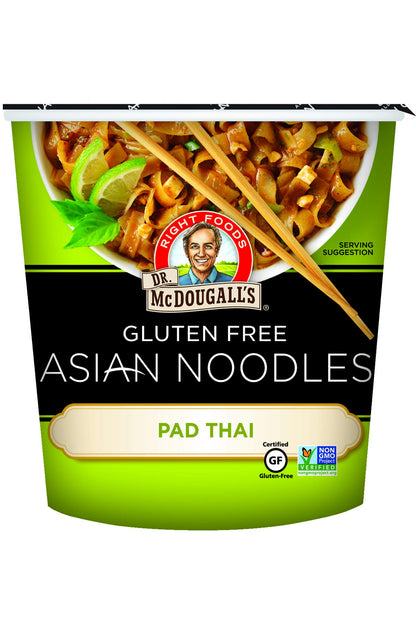 Dr. McDougall's Pad Thai Noodles - Asian Noodles - Gluten Free and Vegan - Instant Ramen Noodle Cups - Vegetarian Ramen - 2 Ounces - Pack of 6