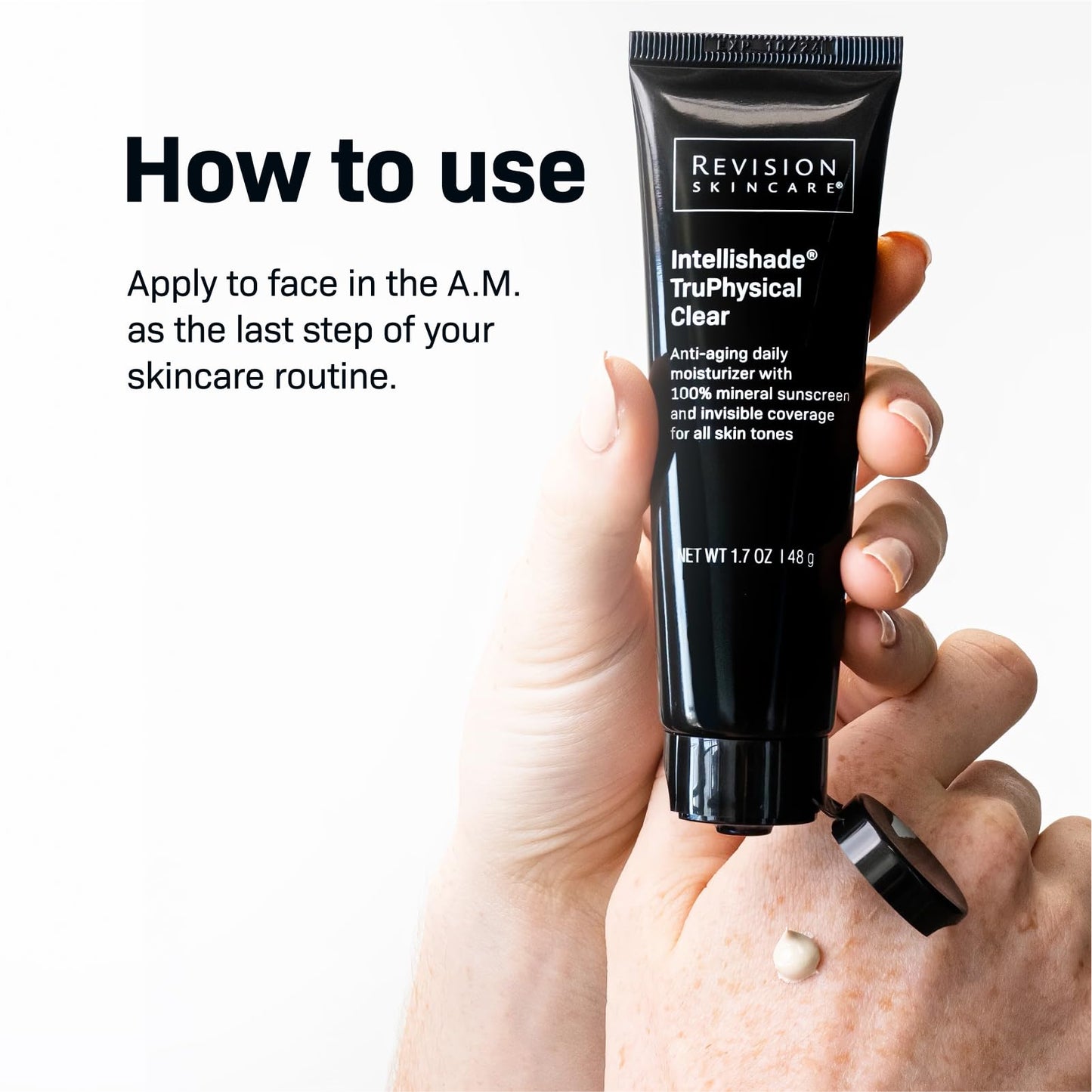 Revision Skincare Intellishade® TruPhysical Clear SPF 50, 100% Mineral Face Sunscreen, Oil-Free Anti-Aging Moisturizer with SPF and Vitamin C, Invisible Sunscreen for Sensitive Skin, 1.7 oz