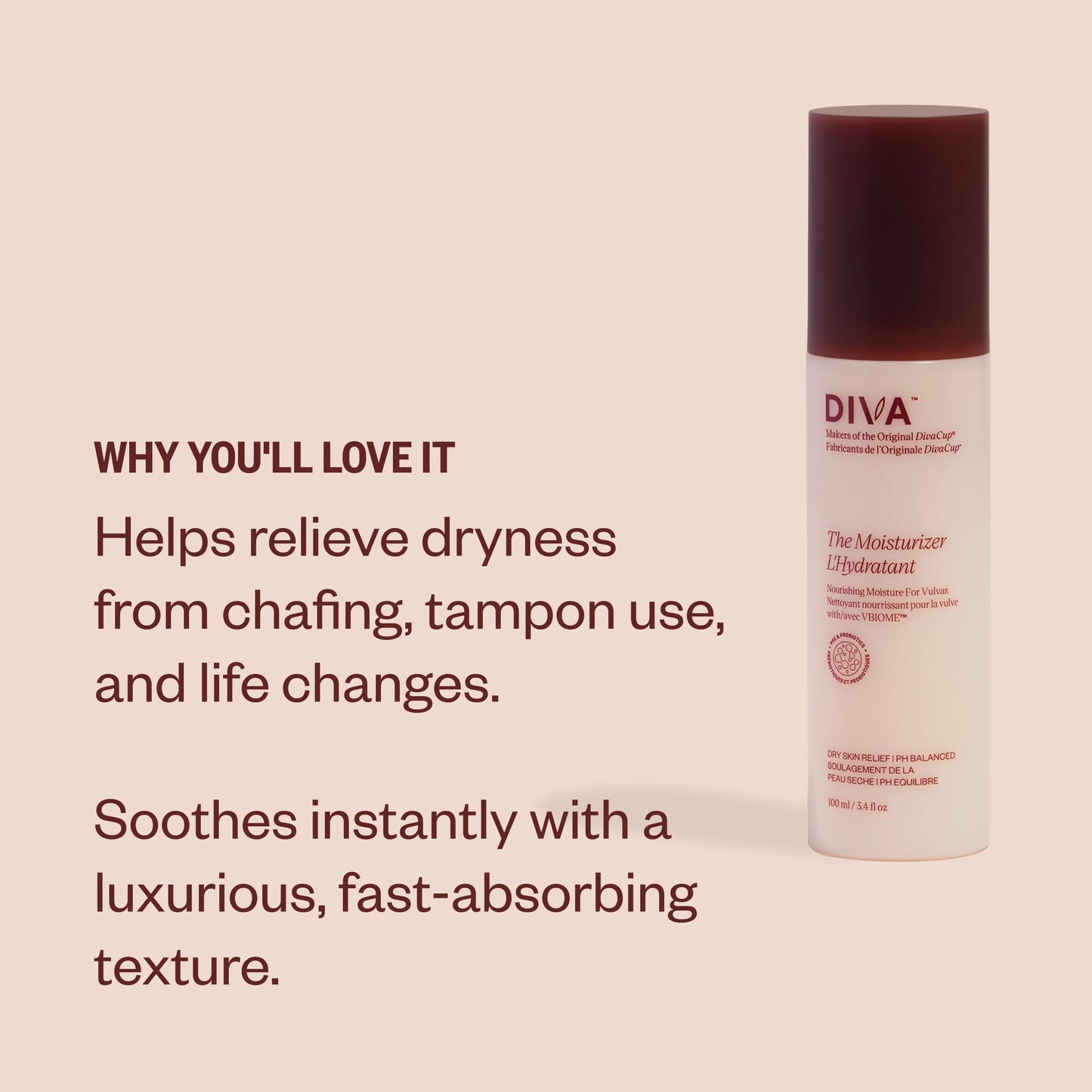 DIVA Moisturizer - Gentle & Luxe Texture - Fragrance-Free & Plant-Based Formula to Instantly Prevent Itchiness - Helps Support Moisture Barrier & Healthier Microbiome - 100 mL