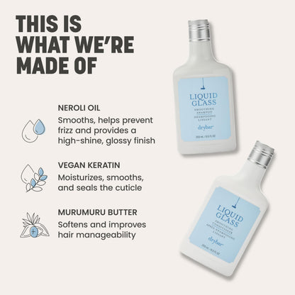 Drybar Liquid Glass Smoothing Conditioner | Reduces Frizz, Adds a Smooth & Shiny Finish, Lightweight Formula for all Hair Types, Vegan & Cruelty Free