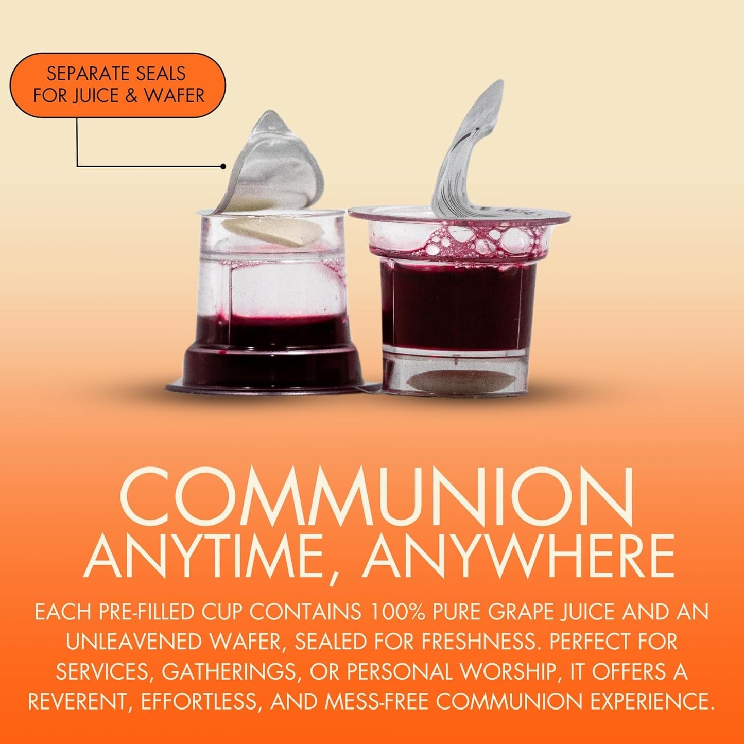 PACK IT HUB The Miracle Meal Communion Plus + Cups will simplify your communion experience: 100% Concord Grape Juice & Wafer - Box of 100 - Premium Quality - Made in the USA