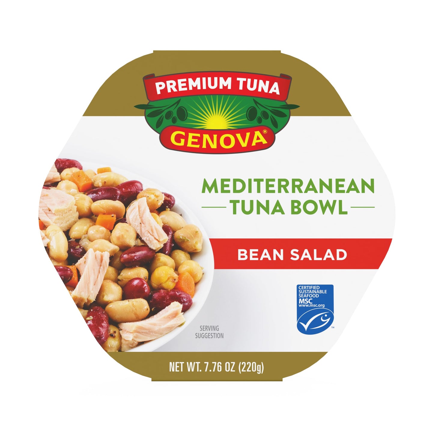 Genova Premium Tuna Mediterreanean Bean Salad, 7.76 Ounce Bowls (Pack of 6), Ready to Eat