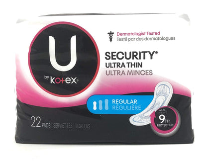 U By Kotex Security Ultra Thin Regular With Wings 22ct