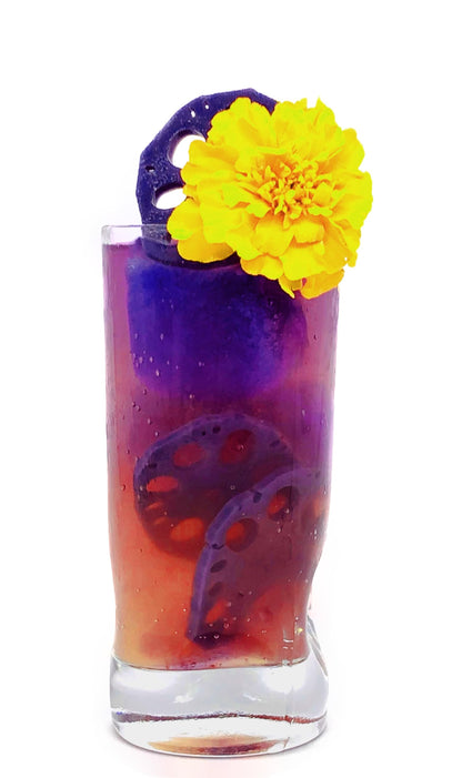 Butterfly & Elderflower Lotus Root Slices, 60 Slices per Jar | All-Natural, Vegan, Kosher, Gluten-Free, Non-GMO | Naturally Colored with Butterfly Pea Flower, Elderflower Infused