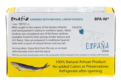 Matiz España Wild Caught Sardines with Natural Lemon Essence (4.2 oz.) Keto and Paleo Friendly (4.2 Ounce (Pack of 5))
