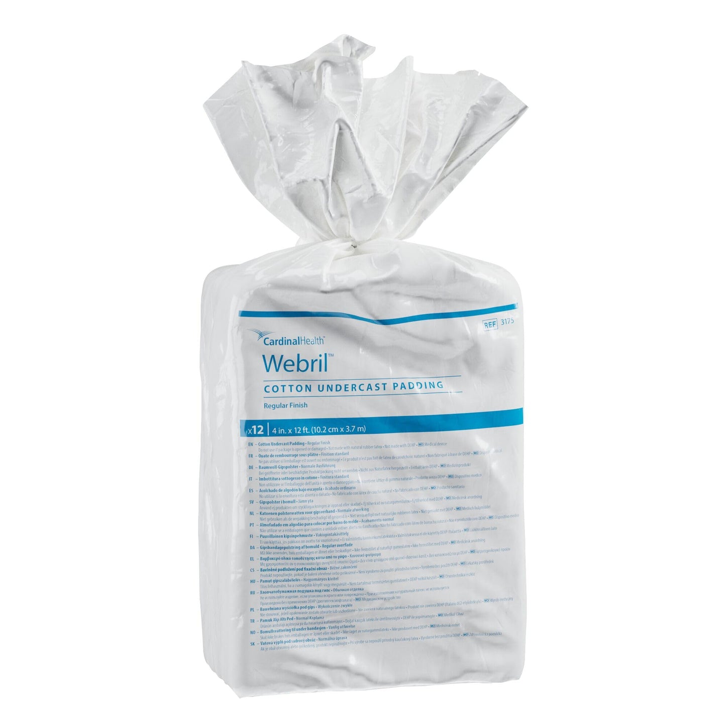 Cardinal Health™ Webril™ 100% Cotton Undercast Padding, 4IN x 4YD, Non-Sterile, Bulk, 3175-, Bag of 12