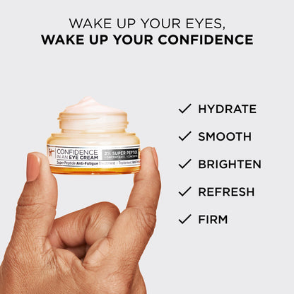 IT Cosmetics Confidence in an Eye Cream - Anti Aging Peptide Eye Cream for Dark Circles & Wrinkles, Lightweight 48HR Hydration, 2% Super Peptide Concentrate, Smooth & Brighten Undereye, All Skin Types