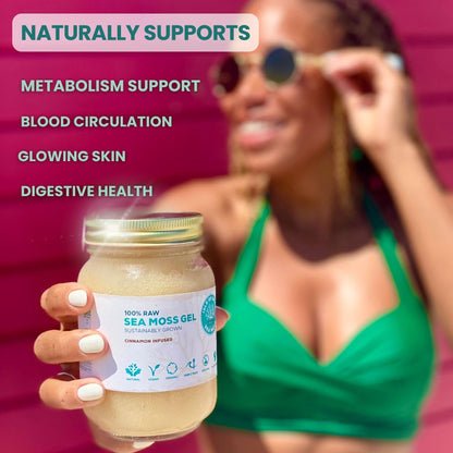 Isle of Spice Sea Moss Gel – Sustainably Grown Caribbean Sea Moss, Natural & Flavored Varieties (16 fl oz, Cinnamon Infused)