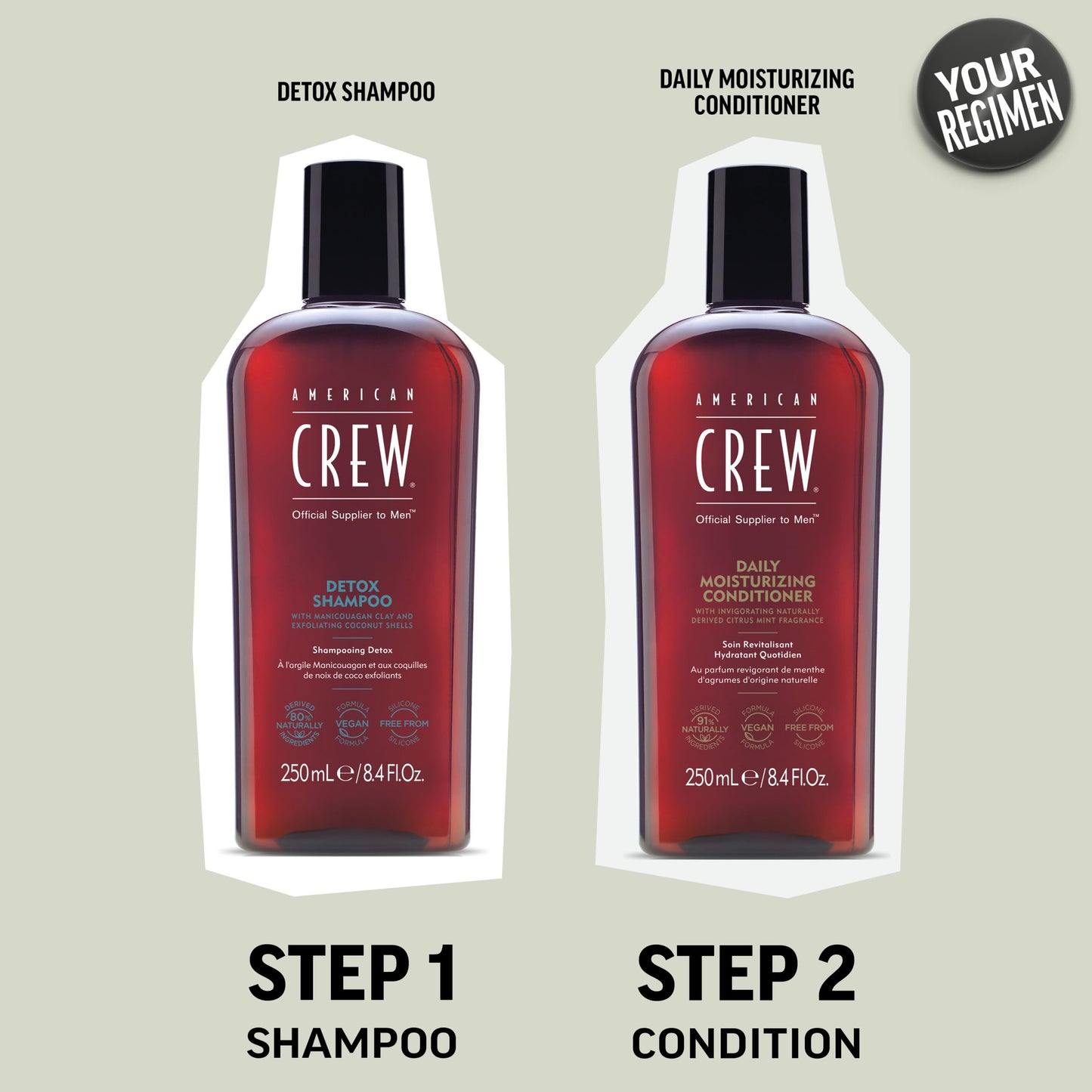American Crew Detox Shampoo for Men, Naturally Derived, Vegan Formula, Citrus Mint Fragrance, 8.45 Fl Oz
