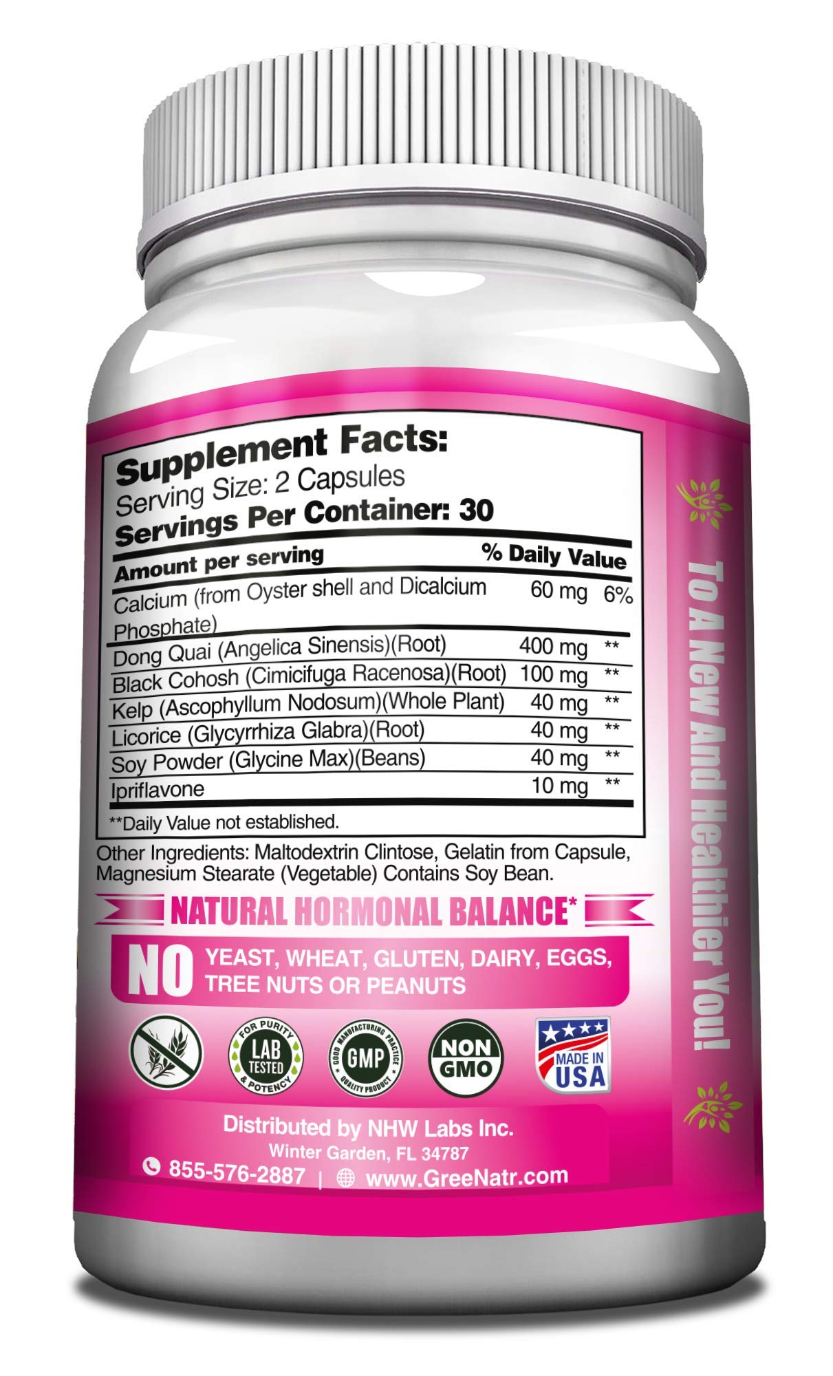 GreeNatr Menopause Supplements for Women - Perimenopause Supplements Women with Dong Quai & Black Cohosh for Menopause Hot Flashes - Menopause Support for Sleep Quality & Hormone Balance - 60 Caps