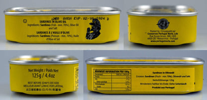 Sardines in olive oil 3 tins x 125 g, Porthos / Portugal