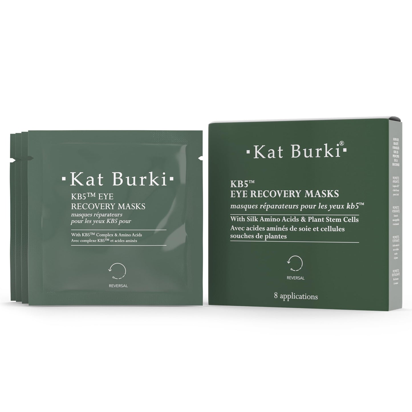 KAT BURKI KB5 Eye Recovery Masks, Lifting, Illuminating Under Eye Patches with Botanical Hyaluronic Acid, Niacinamide & Plant Stem Cells, 8 Applications