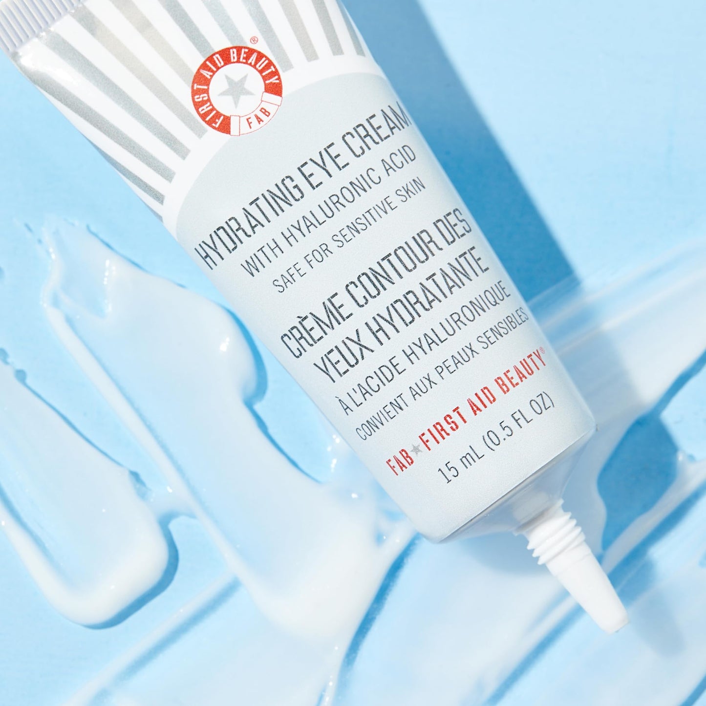 First Aid Beauty - Hydrating Eye Cream with Hyaluronic Acid, Nourishing Eye Cream that Provides 24 hours of Hydration, Helps Smooth Fine Lines, Wrinkles & Puffiness, Safe for Sensitive Skin, 0.5 oz