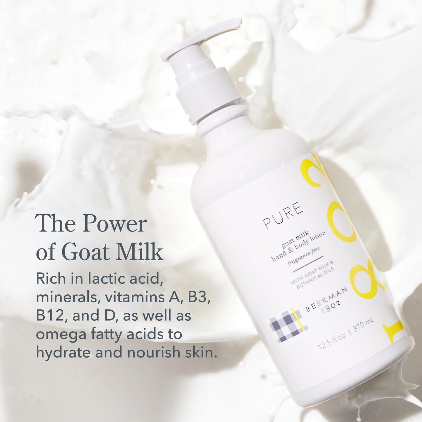 Beekman 1802 Goat Milk Lotion – Body Lotion & Hand Lotion for Dry Skin, Lightweight Non-Greasy Formula with Shea Butter & Jojoba Oil, Cruelty Free, Lotion Pump – Fragrance Free