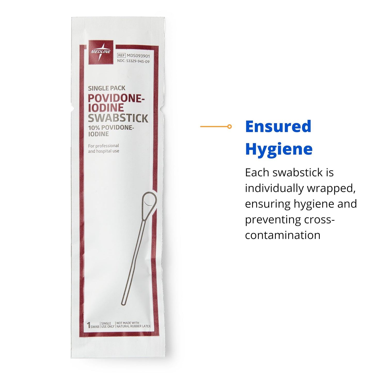 Medline Povidone-Iodine PVP Swabstick, Single Pack, Antiseptic for First Aid, Pack of 500