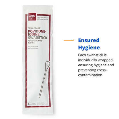 Medline Povidone-Iodine PVP Swabstick, Single Pack, Antiseptic for First Aid, Pack of 500