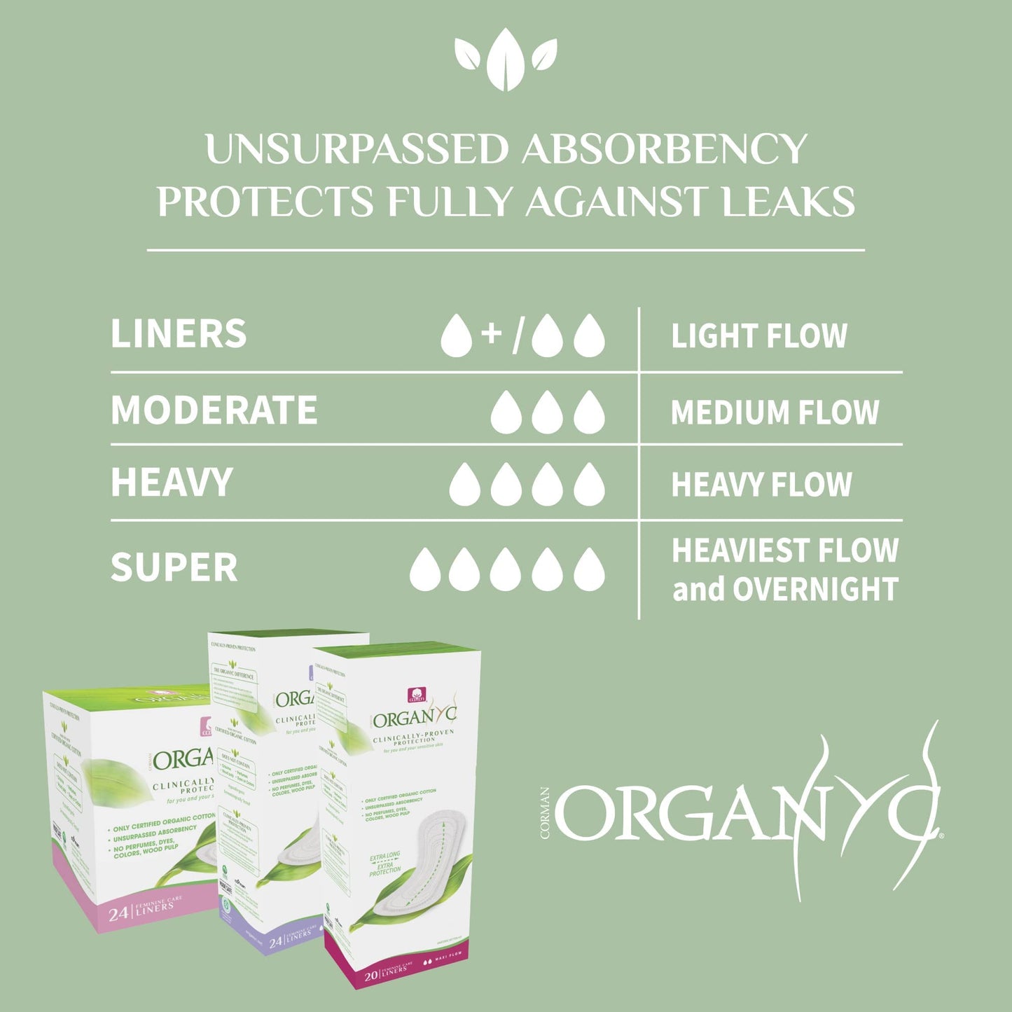 Organyc 100% Organic Cotton Panty Liners 24 Count and Pads Heavy Flow 10 Count