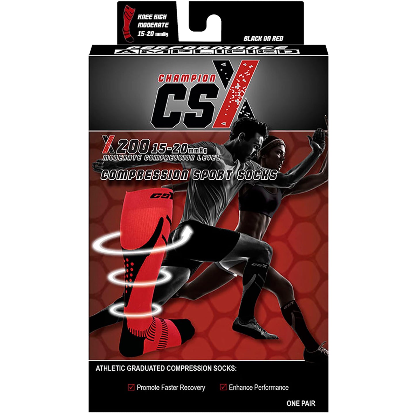 CSX Compression Socks for Men and Women, Knee High, Recovery Support, Athletic Sport Fit,
